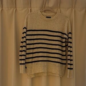 Abercrombie & Fitch Cream and Black Striped Sweater